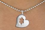Necklace - Heart w/Puzzle Cutout (Ball Chain)