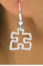 Earrings - Puzzle Piece Silver-tone (hook)